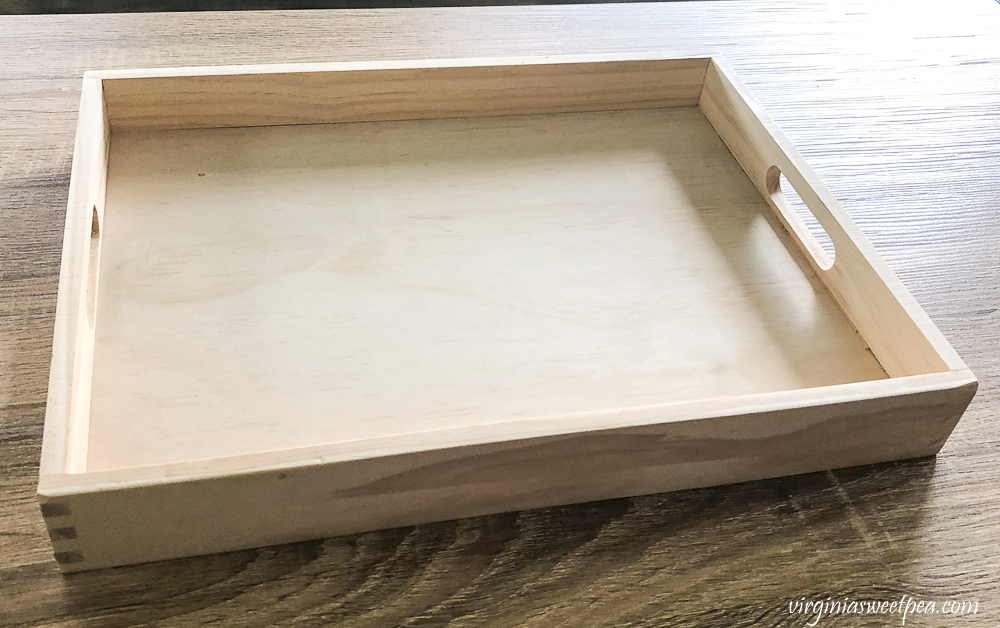 DIY Gold Trimmed Painted Wooden Tray - Sweet Pea